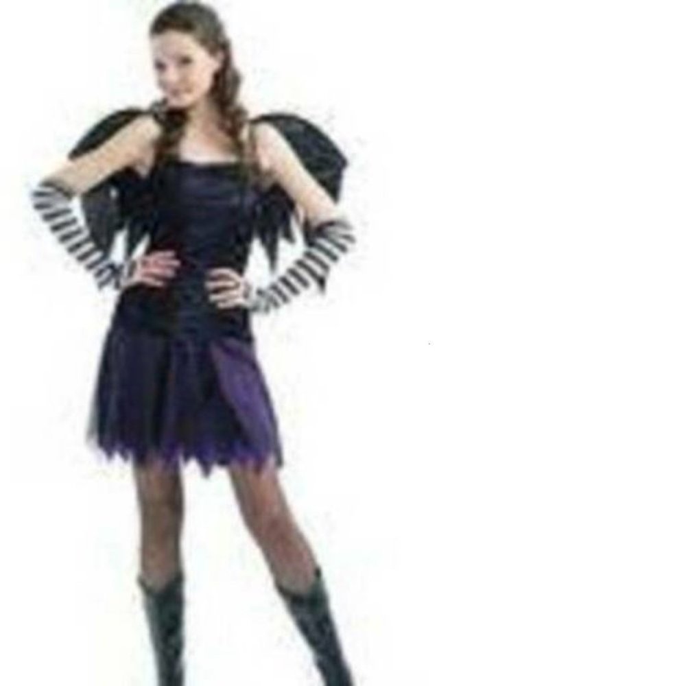 Wicked Fairy Halloween Costume OS Purple Dress, Wings 5 Pc Teen Girls Junior